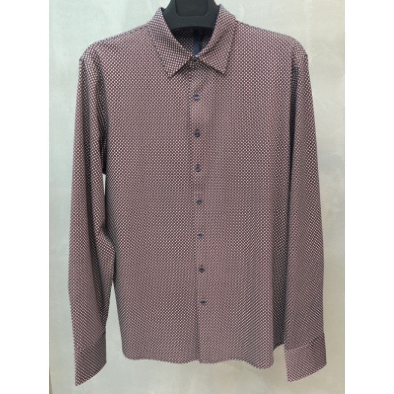 Мужская брендовая рубашка ENRICO BELENO 16223 PRINTING MERCERIZED SHIRT NAVYBLUE & RED  - фото 1